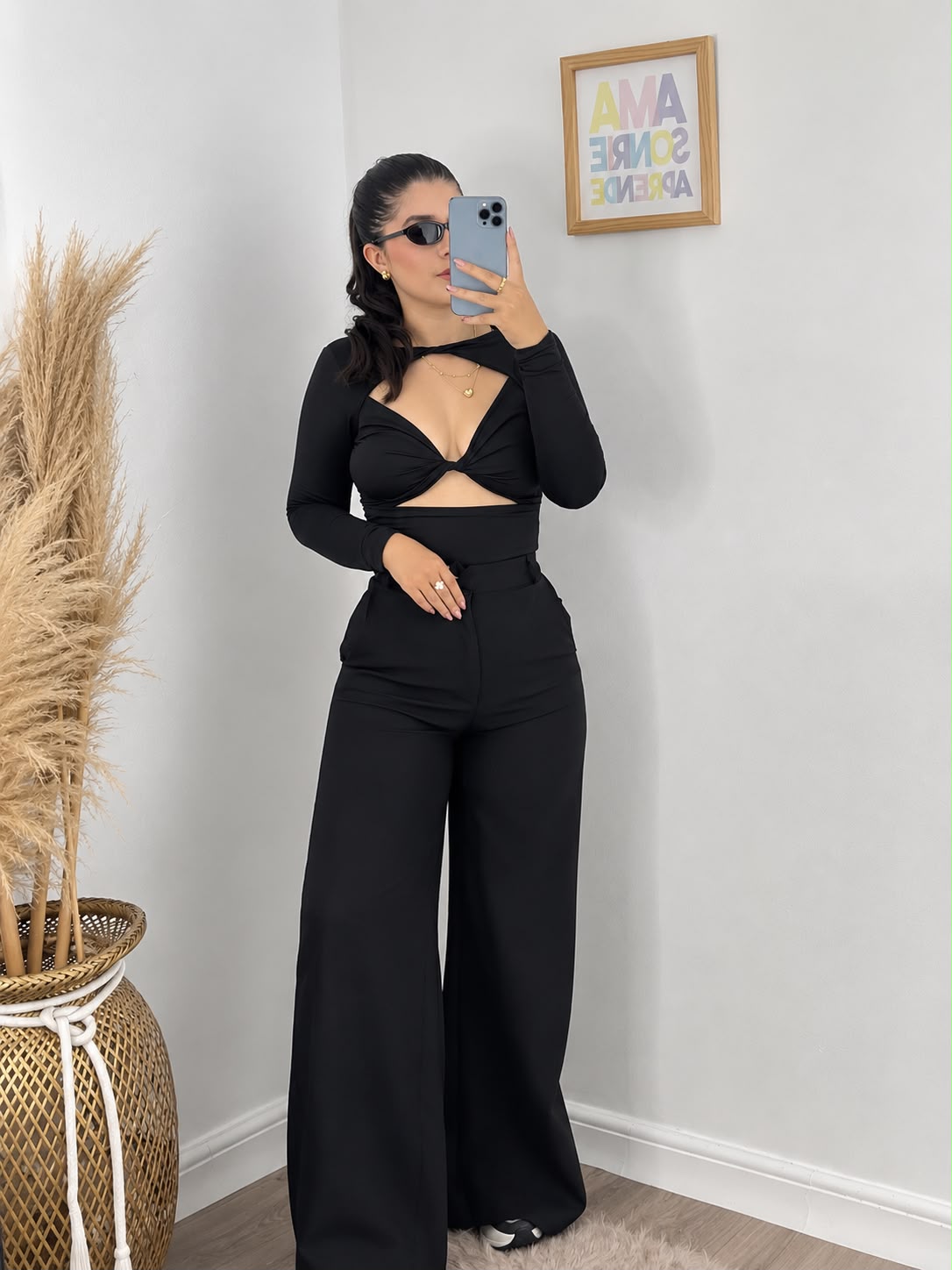 Pantalón Palazzo negro look